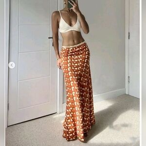 NWT linen embellished beaded maxi skirt XS